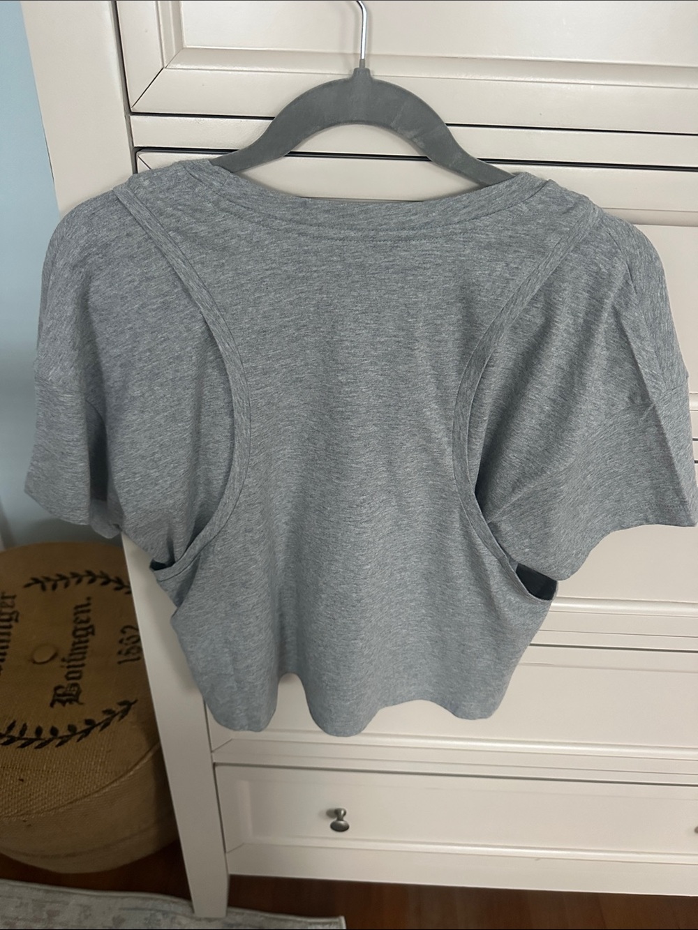 Madewell Gray Layered Cutout Crop Tee - Picture 4 of 6